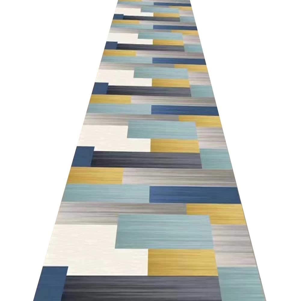 Tapis couloir grand format lavable avec tapis de passage d'allée multicolore à rayures
