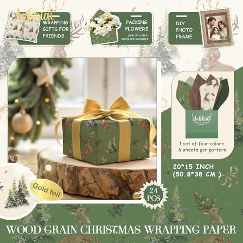AOBKIAT Christmas Tissue Paper for Gift Bag,24 Sheets Xmas Design Wrap Paper for New Year,Present Packaging,51x38cm/Sheets - Image 7