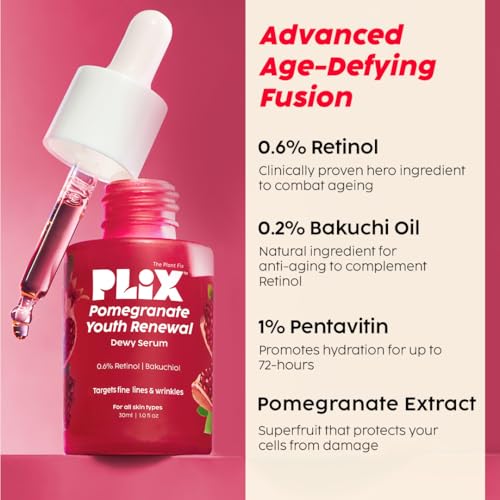 Image of Plix Pomegranate Youth Renewal Night Care Combo with Juicy Cleanser, Youth Renewal Serum & Retinol Night Cream | Fine Lines, Wrinkles & Hydration