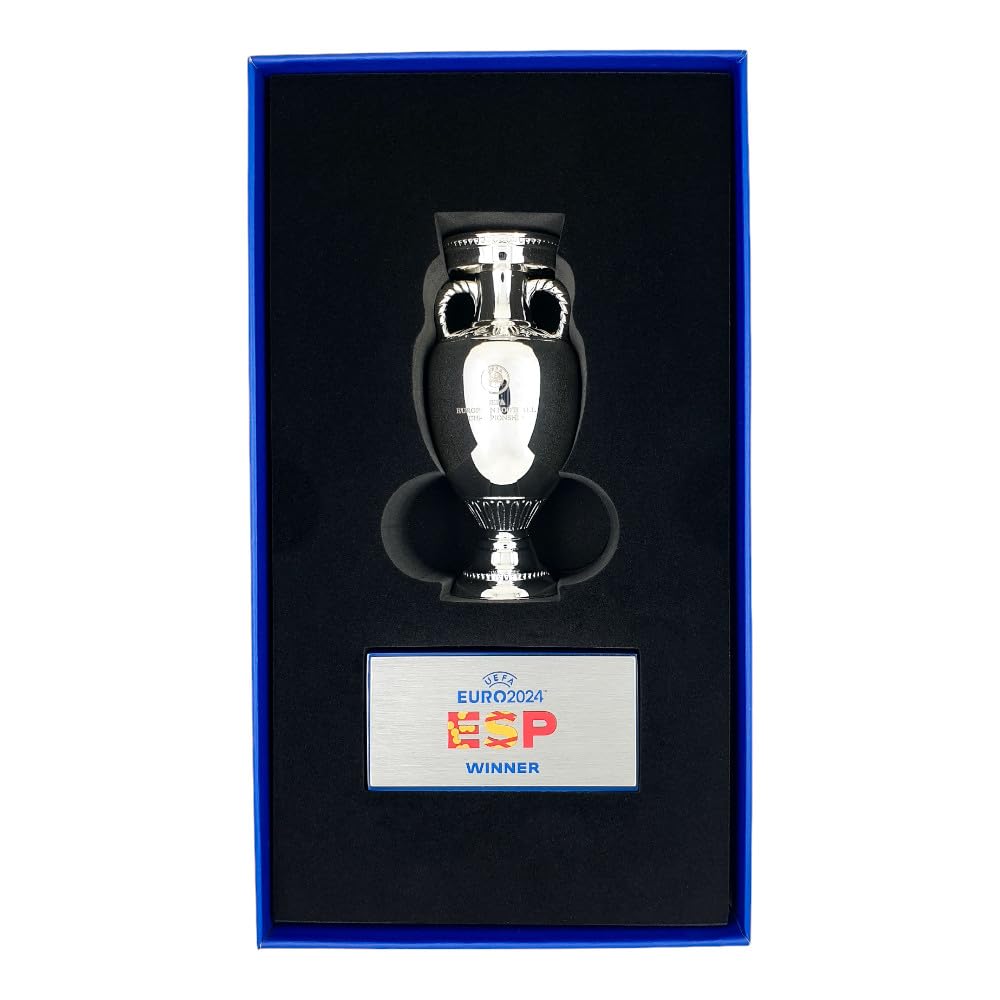AMBALLCOM | Réplica Oficial del Trofeo de la Eurocopa 2024 (100mm) – Edición España Campeón con Pedestal Acrílico – Coleccionable para Aficionados al Fútbol