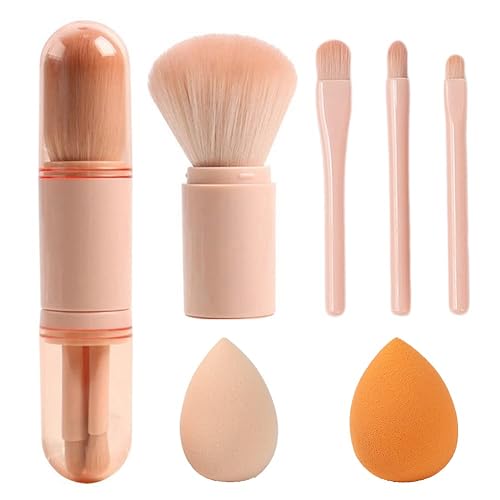 Bling Toman Juego de brochas de maquillaje 4 en 1 sombra de ojos labios cara ocultación rubor base brochas de maquillaje mini brochas de maquillaje