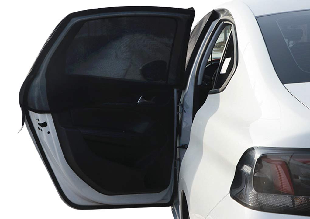 Pack Of 2 Car Side Window Sun Shade Universal Car UV Protection Sunshades Shield Mosquito Net Full Cover Sun Blocking Black Ventilating Dustproof Mesh for Baby Pet, M, Rear