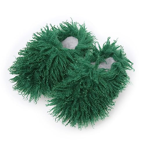 Dayiss Women's Faux Fur Slippers Fuzzy Flat Slippers Fluffy House Shoes Outdoor Closed Toe Furry Winter Sandals