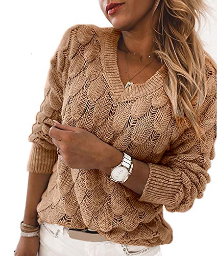 Women's V Neck Long Sleeve Pullover Sweater...