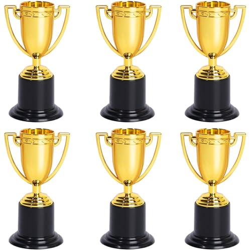 ZZYFGH 6 Pack Mini Trophies 4 Inch Mini Gold Award Trophy Cup Plastic Gold Award Trophy Cups Golden Award Trophy Cups Set for Sports Party Favors Tournaments Competitions