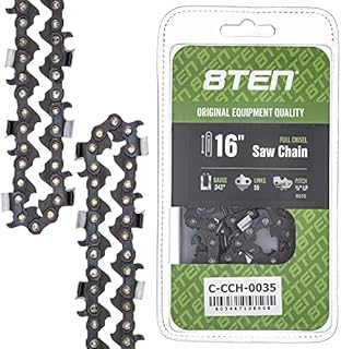 8TEN Full Chisel Chainsaw Chain 16 Inch .043 3/8 LP 55DL for Stihl MS 170 171 180 200 E140 Husqvarna