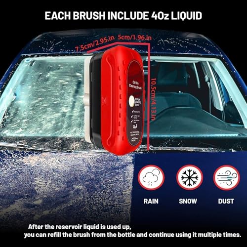 Image of Car Glass Oil Film Remover Brush with Built-in Cleaning Liquid Dispenser - Windshield Oil Film Cleaner for Car Windows, Rear View Mirrors & Auto Glass Surface Cleaning Tool