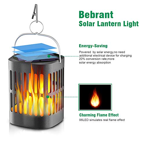 Image of Solar Lanterns Solar Powered and USB Charging Flickering Flames Solar Lights Outdoor Hanging Lanterns Waterproof Landscape Decoration Lighting Dusk to Dawn Auto On /Off for Halloween(4 Pack)