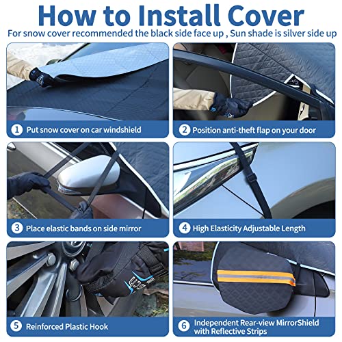 Car Windshield Cover For Sun Shade And Snow - Foldable Car Sunshade Cover Uv Block Car Front Window (Heat Insulation Protection) For Auto Windshield Covers Trucks Cars (Large) #TOP4