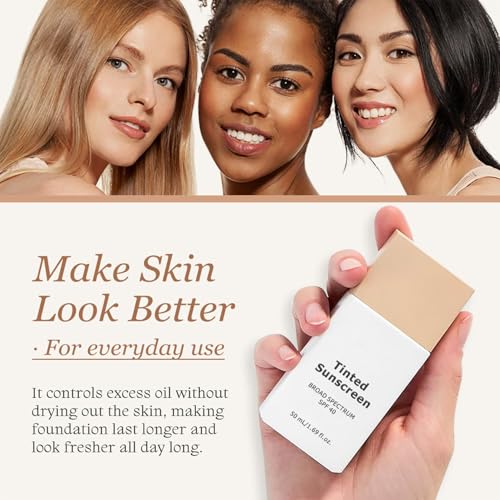 Tinted Sunscreen for Face SPF40 | Daily Tinted Sunscreen for Body | Korean Moisturising Fluid with Hyaluronic Acid | Mineral Moisturizer with Zinc Oxide|Broad Spectrum UVA/UVB Protection|Lightweight - Image 4