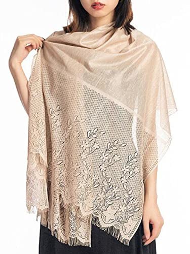 HEREAD Lace Shawls and Wraps for Evening Dresses Party Scarcf Flower Mesh Wedding Accessories for Women and Bride