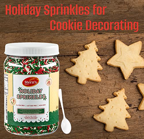 Christmas Sprinkles | 1.5 lb Christmas Jimmies | Red, White & Green Holiday Sprinkles for Cookie Decorating, Cupcakes | Dairy & Nut Free | Stern’s Bakery - Image 5