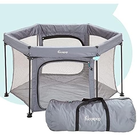 hiccapop PlayPod Deluxe Portable Playpen for Babies and Toddlers, Portable Play Yard for Baby with Padded Floor | Pop Up Playpen at Beach and Home | Outdoor Playpen for Baby | Portable Playard Cover