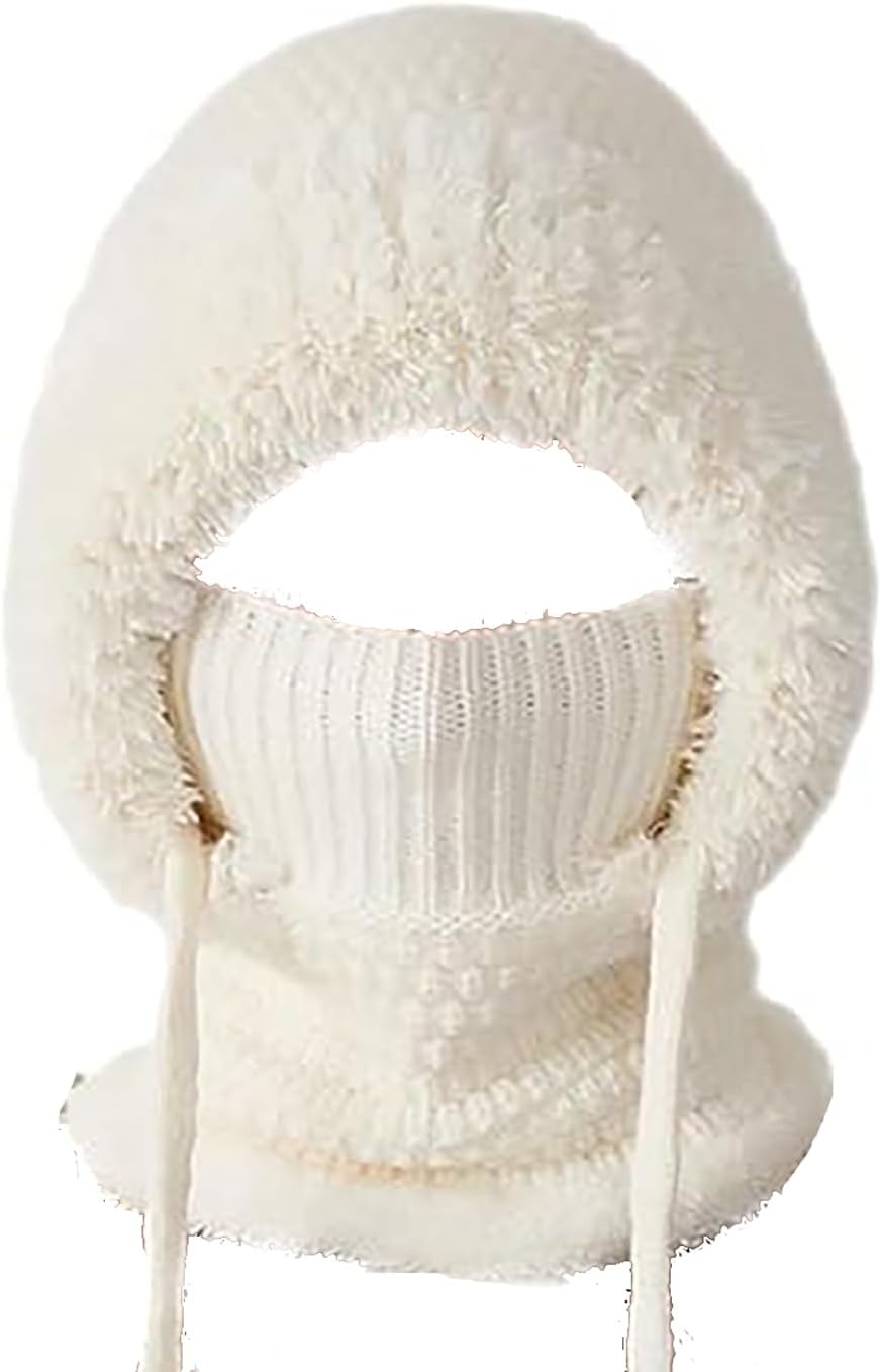 3-in-1 Winter Beanie Hat Set with Fleece Lined Scarf and Face Mask,Women and Men Knitted Cold Weather Balaclava Hood
