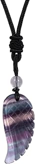 TUMBEELLUWA Angel Wing Healing Crystal Necklace - Carved Chakra Quartz Pendant with Adjustable Cord, Unisex Amulet Jewelry