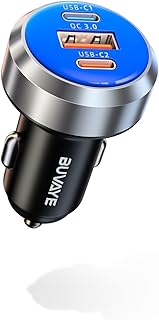 USB C Car Charger, 65W 3-Port Super Fast Car Charger Adapter, PD & QC 3.0 Type C Cigarette Lighter USB Charger, USB C Car Phone Charger Adapter for iPhone 14 Pro Max/13, Samsung Galaxy, Google Pixel