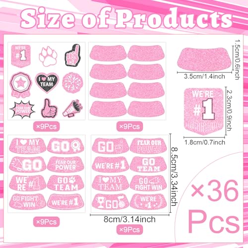 Gameza Pink Face Glitter Eye Black Stickers, 36PCS Football Baseball Breathable Eye Stickers, Soccer Face Sticker Party Favors for Lacrosse Fans, Spirit Day Accessories(Glitter, Pink)