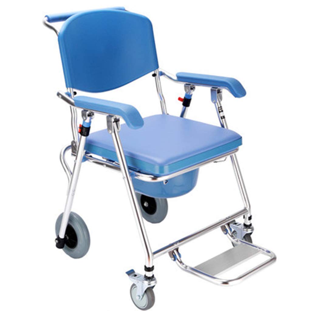 Gthtuhfd Women's B Edside Toilet Seat Stool, Folding Commode Chair, Deluxe Waterproof Ath Stool, Rolling Shower Wheelchair For Seniors