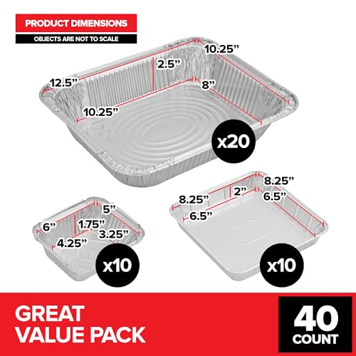 image for Stock Your Home (Set of 40) Aluminum Pans Disposable, (20) 9x13, (10) 