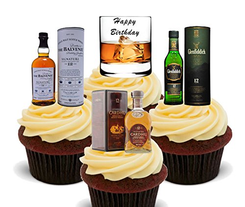 Made4You - Decoración comestible para tartas con texto en inglés "Happy Birthday", Impreso comestible, 12 unidades