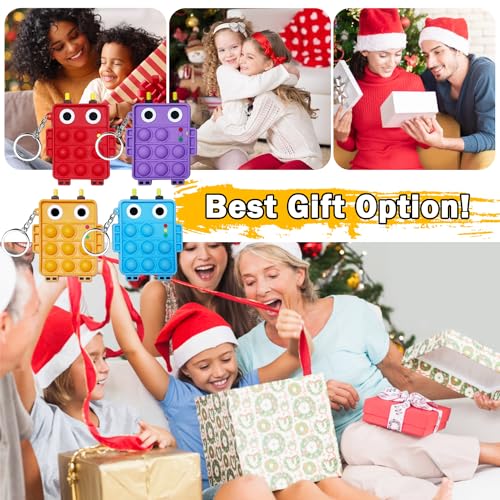 Steemjoey 4 Stück Pop Push It Fidget Toy, Mini Silikon Spielzeug mit Schlüsselanhänger Toys, Poppet Bubble Finger Toys Autismus ADHS Squeeze Toys Stress Reliever Anti-Angst für Kinder Erwachsene