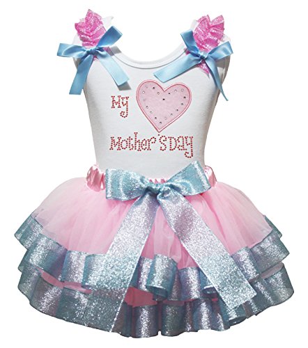 Conjunto de camisa blanca y falda de pétalos rosa de alta costura infantil