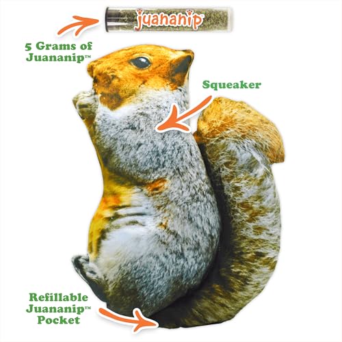 Image of Doggijuana Squirrel & Juananip Bundle | Squeaky Refillable Plush Toy | Refillable squeaky plush dog toy + organic calming catnip; eases anxiety, stress & storms; drug-free, hand-harvested