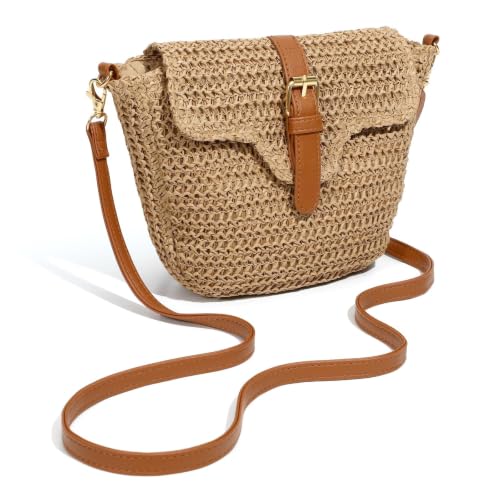 Image of Straw Bag Beach Purse Summer Purses for Women Vacation Handbags Woven Crossbody Bags Straw Shoulder Bag