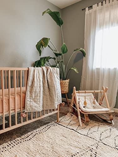 Crane Baby Fitted Sheet, Soft Cotton Fitted Sheet for Cribs and Nurseries, Beige Copper, 28”w x 52”h x 9”d