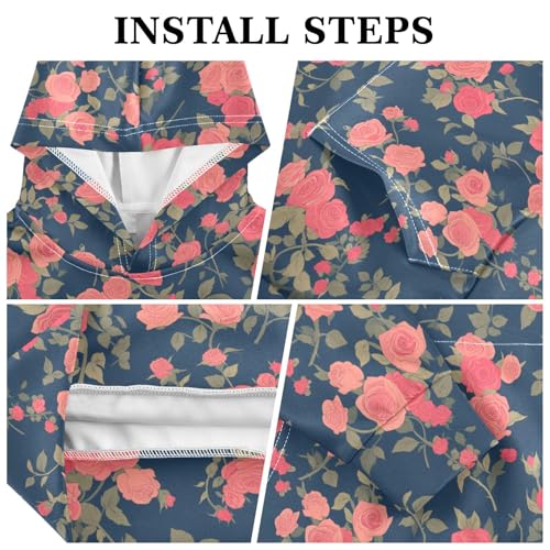 KLL Seamless Pattern Red Roses Unisex Girls Boys Sweatshirts Sweater Casual Hooded Pullover Hoodies with Kangaroo Pocket3