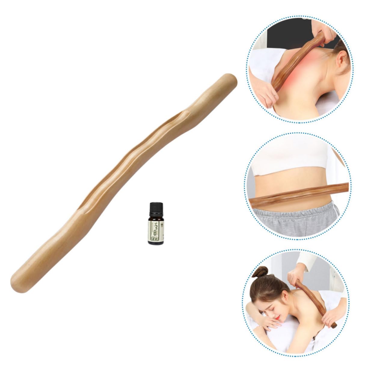 Palo de Masaje Corporal Portátil de Madera Beige, Uso Diario