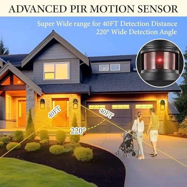 Motion Sensor Porch Light with Outlet, Motion Sensor Outdoor Wall Lights Dawn to Dusk Outdoor Light Fixture with Outlet Exterior Lighting Fixtures