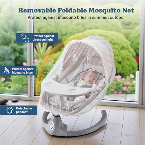 Image of SOFTIES Electric Baby Swing Cradle Automatic Rocker | Cradle for Newborn Baby 0-12 Months | Baby Sleeping Swing | Automatic Electric Cradle for Infants