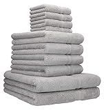 Betz 10-TLG. Handtuch-Set Gold Luxus Qualität 600g/m² 100% Baumwolle 2 Duschtücher 4 Handtücher 4 Seiftücher Silber