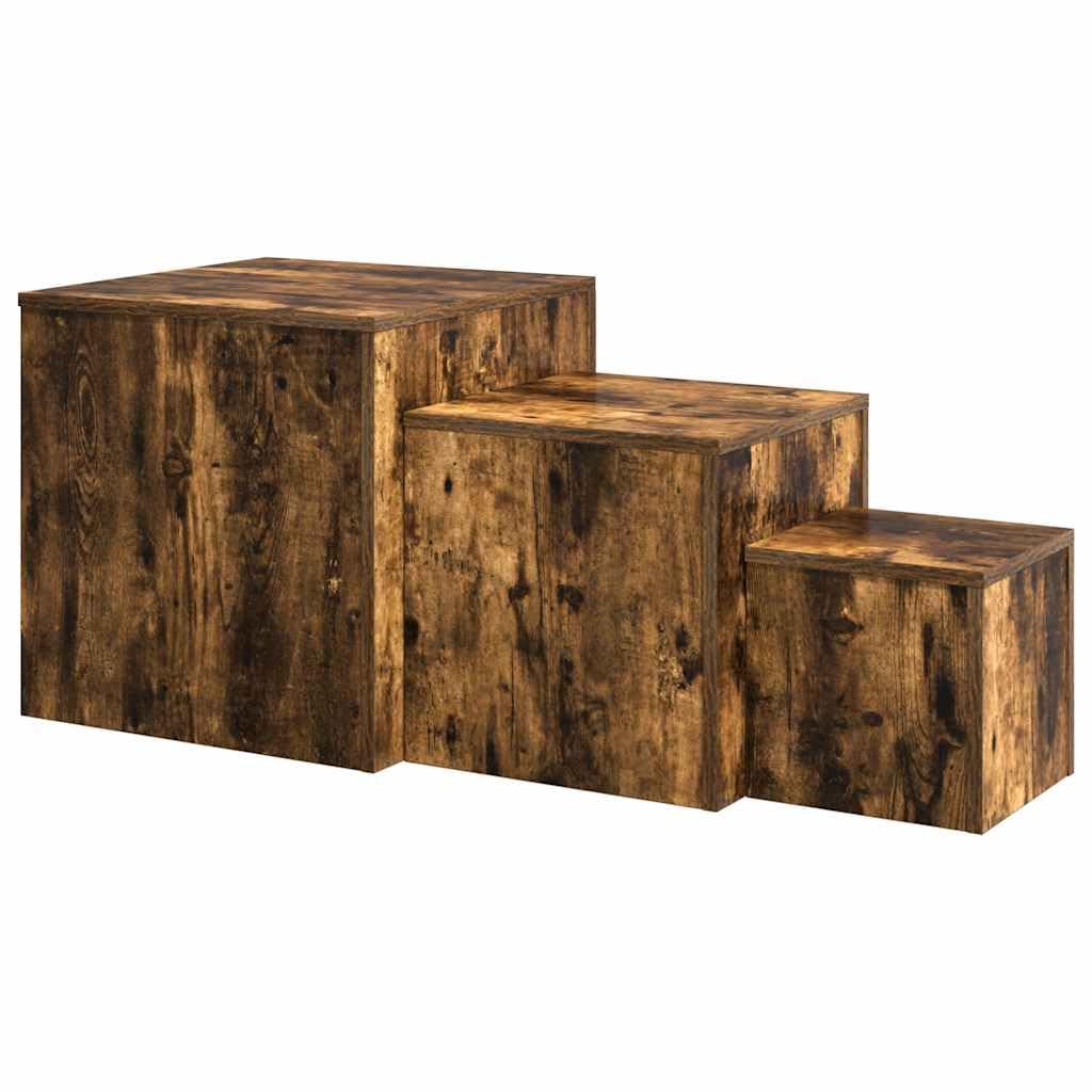 Fengshui Beistelltische 3er Set Räuchereiche Holzwerkstoff | Verschiedene Größen, Multifunktional für Wohnzimmer oder Schlafzimmer, Einfache Reinigung mit feuchtem Tuch