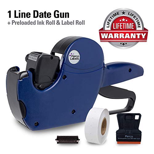 image for Perco Pro 1 Line Date Gun, 8 Digit 1 Line Date Label Gun Preloaded wit