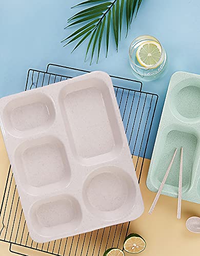 Lianth Divided Plates For Adults Wheat Straw Plastic Plates 4Pcs Set School Lunch Trays #TOP1