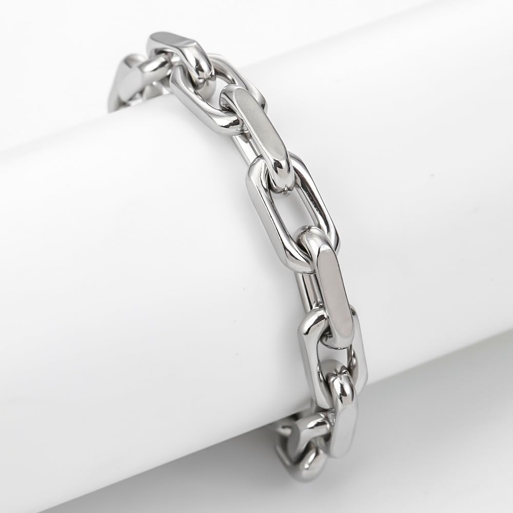 Silver Link Chain-Bracelet for Men Gifts - Chunky Stainless Steel Bracelets image 2