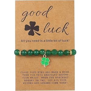 1-2pcs Four Leaf Clover Bracelet Adjustable for Women Men Charm Beaded Natural Stone Clover Pendant Bracelet For St. Patrick’s Day Clover Woven Braided Bracelets
