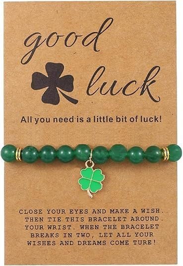 1-2pcs Four Leaf Clover Bracelet Adjustable for Women Men Charm Beaded Natural Stone Clover Pendant Bracelet For St. Patrick's Day Clover Woven Braided Bracelets