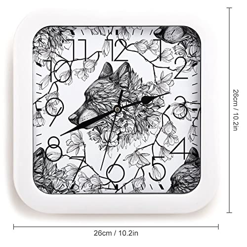 Pendule murale renard noir silencieuse 26x26cm pour déco de bureau - 3