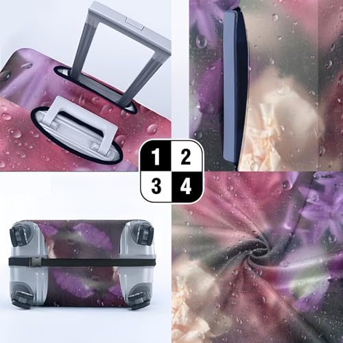 Travel Luggage Cover Suitcase Protector Scratch-Resistant Fit Not Included Suitcase Flowers Through Condensed Glass L-26-28in4