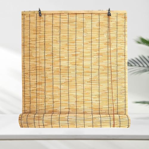 HAOYUES Cortinas de caña,Persiana Enrollable Opacas,Estor Bambú Roman,Adecuado para Uso En Interiores Exteriores Privacidad Persiana Bambu 60 90 110 130 160180cm