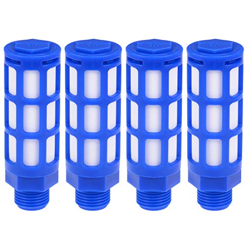 uxcell Plastic Pneumatic Muffler Exhaust Air Line Silencer 1/2 PT Blue, 4pcs