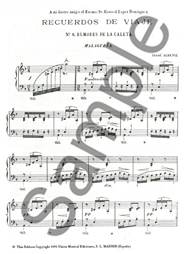 Albeniz: Rumores De La Caleta No. 6 Op. 71. For Pianoforte