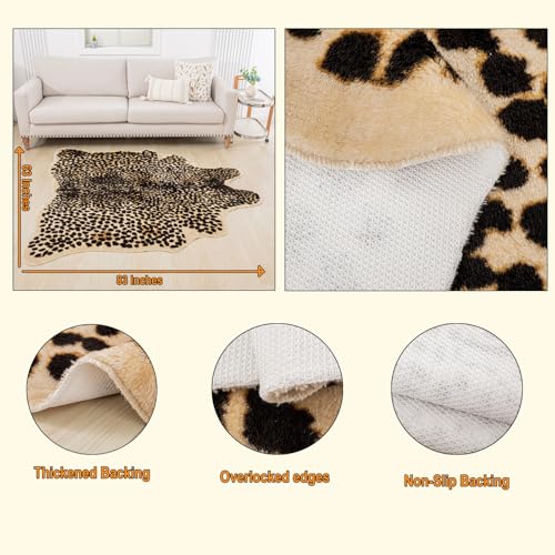 Tapete Leopardo Fluffy 63 x 83 pulgadas, pelo falso suave miniatura 6