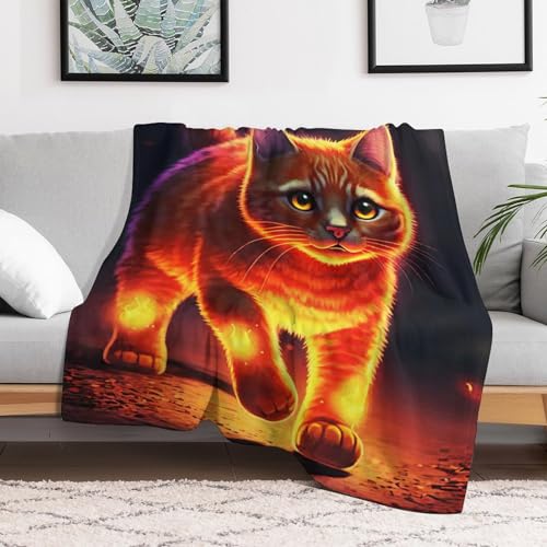 Couvre-lit chat en flannel contre le froid sur le canapé de salon