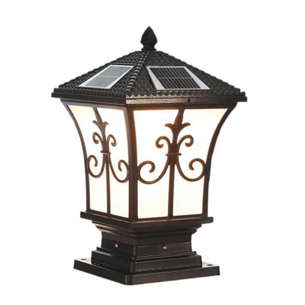 Lampe de poteau solaire LED extérieure vintage pour pilier de jardin