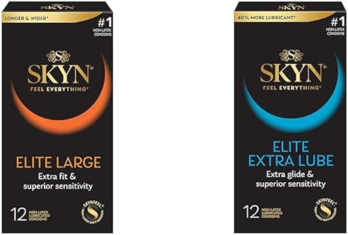 SKYN Elite - Preservativos grandes y extrafinos lubricados sin látex (12 unidades)
