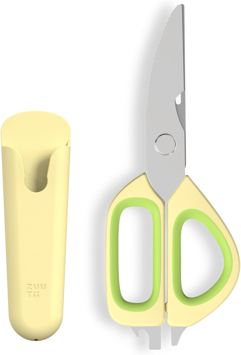 Zuutii Magnetic Kitchen Scissors, Heavy Duty Multi-Purpose Cooking Shears - Dishwasher Safe, Comfort Grip with Safety Lock Food Scissors for Chicken Bones, Herbs, Poultry, Vegetables, Begie&Pink